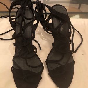 Black strapped heels